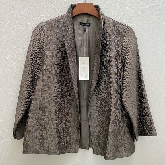 Eileen Fisher Kimono Jacket 3/4 Sleeves Silk Squiggle Branch Small NWT - Picture 4 of 15